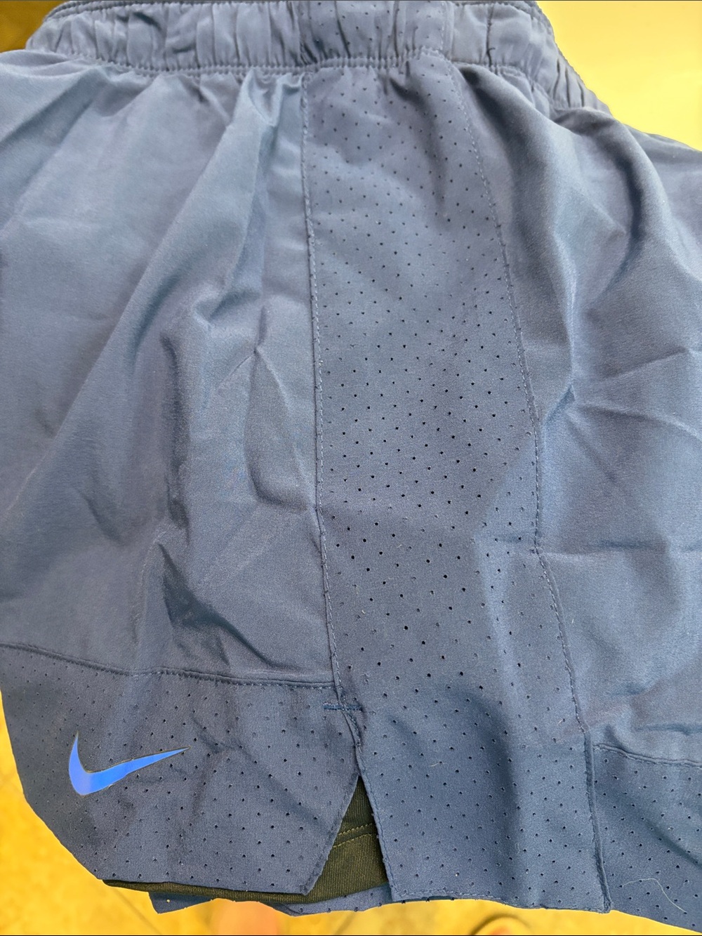 Nike Dri-Fit Navy Blue Athletic Running Shorts with lining to prevent chafing. - Picture 6 of 8